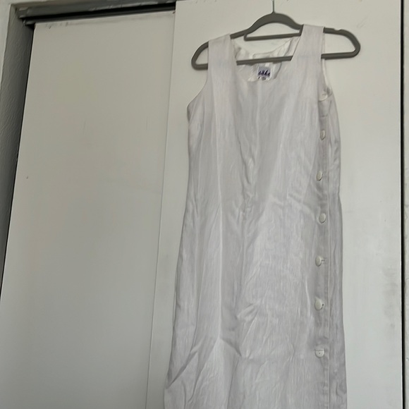 Vintage Sake White Linen Midi Dress - Picture 2 of 11